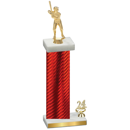 Accented Single Red Carbon Fiber Year Baseball Trophy