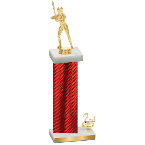 Accented Single Red Carbon Fiber Second Place Softball Trophy