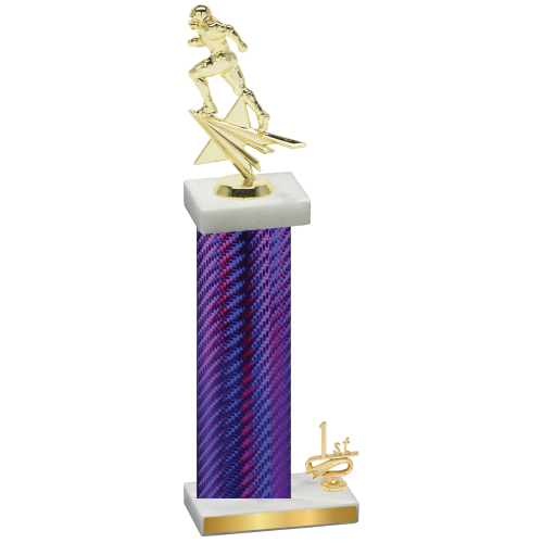 Accented Single Purple Carbon Fiber First Place Football Trophy