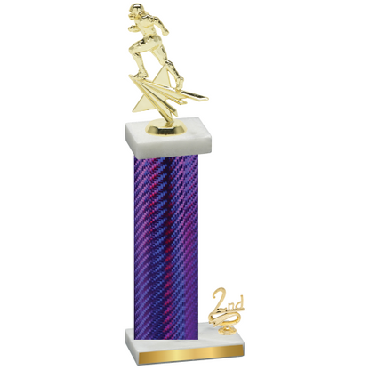 Accented Single Purple Carbon Fiber Second Place Football Trophy