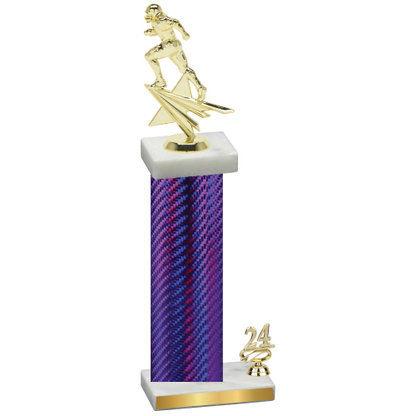 Accented Single Purple Carbon Fiber Year Football Trophy