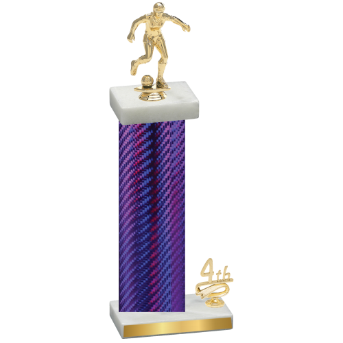 Accented Single Purple Carbon Fiber Fourth Place Soccer Trophy