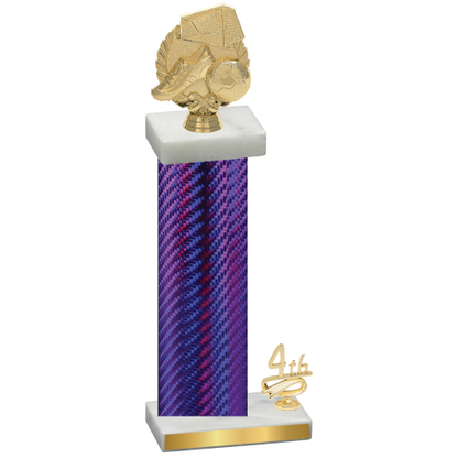 Accented Single Purple Carbon Fiber Fourth Place Soccer Trophy