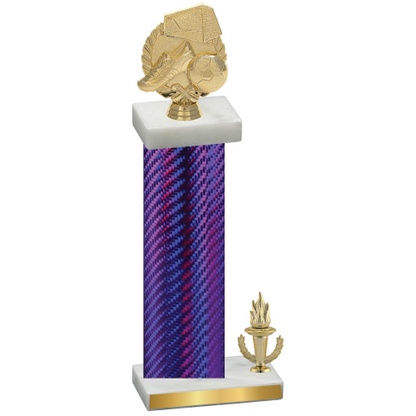 Accented Single Purple Carbon Fiber Victory Soccer Trophy