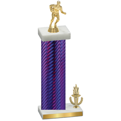 Accented Single Purple Carbon Fiber Victory Rugby Trophy