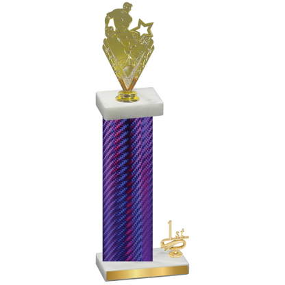 Accented Single Purple Carbon Fiber First Place Rugby Trophy