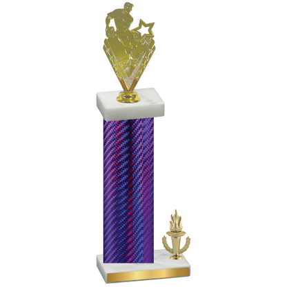 Accented Single Purple Carbon Fiber Victory Rugby Trophy