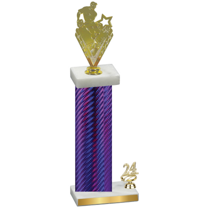 Accented Single Purple Carbon Fiber Year Rugby Trophy