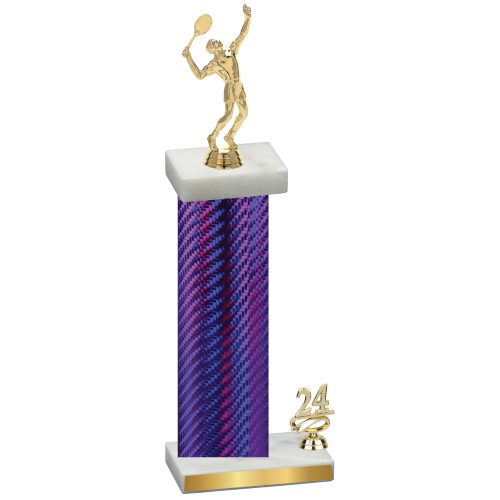 Accented Single Purple Carbon Fiber Year Tennis Trophy