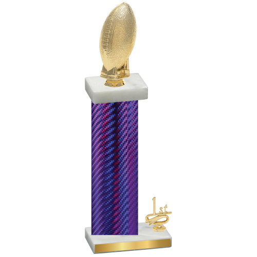 Accented Single Purple Carbon Fiber First Place Football Trophy