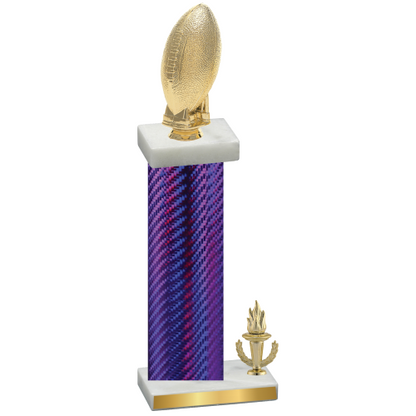 Accented Single Purple Carbon Fiber Victory Football Trophy