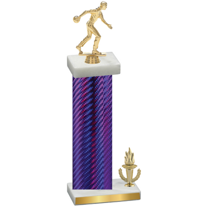 Accented Single Purple Carbon Fiber Victory Bowling Trophy