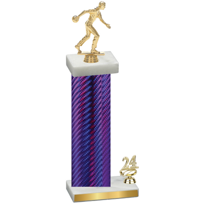 Accented Single Purple Carbon Fiber Year Bowling Trophy