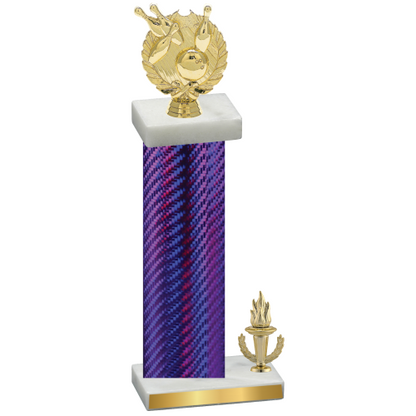 Accented Single Purple Carbon Fiber Victory Bowling Trophy