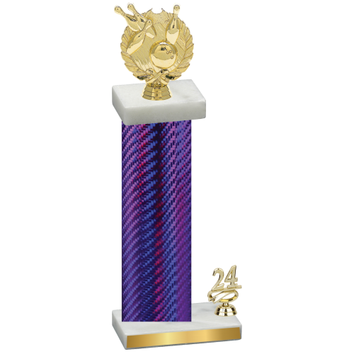 Accented Single Purple Carbon Fiber Year Bowling Trophy