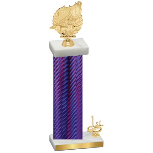 Accented Single Purple Carbon Fiber First Place Swimming Trophy