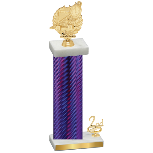 Accented Single Purple Carbon Fiber Second Place Swimming Trophy