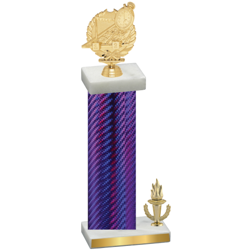 Accented Single Purple Carbon Fiber Victory Swimming Trophy