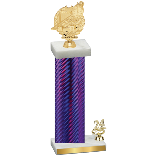 Accented Single Purple Carbon Fiber Year Swimming Trophy