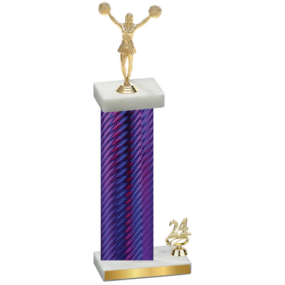 Accented Single Purple Carbon Fiber Year Cheerleading Trophy