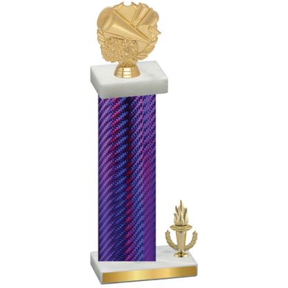 Accented Single Purple Carbon Fiber Victory Cheerleading Trophy