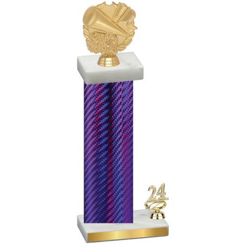 Accented Single Purple Carbon Fiber Year Cheerleading Trophy