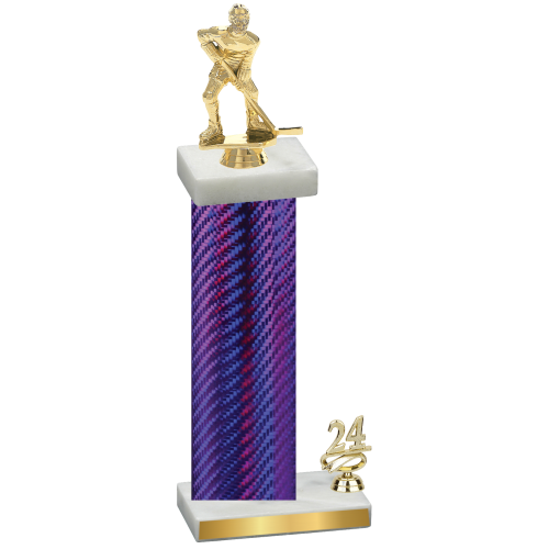 Accented Single Purple Carbon Fiber Year Hockey Trophy