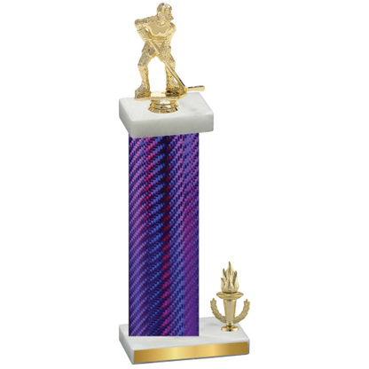 Accented Single Purple Carbon Fiber Victory Hockey Trophy