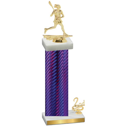 Accented Single Purple Carbon Fiber Second Place Lacrosse Trophy