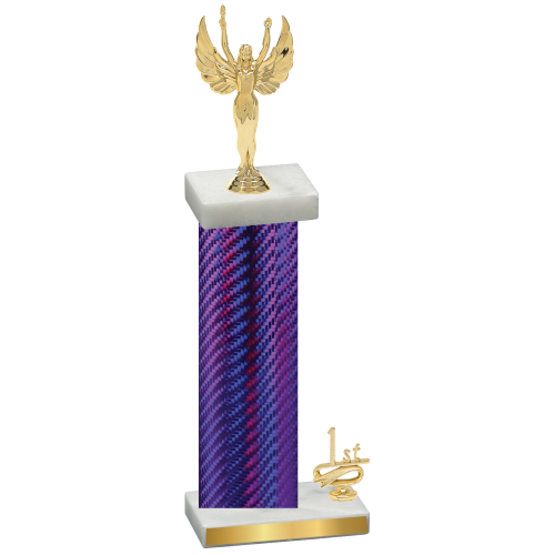 Accented Single Purple Carbon Fiber First Place Victory Trophy