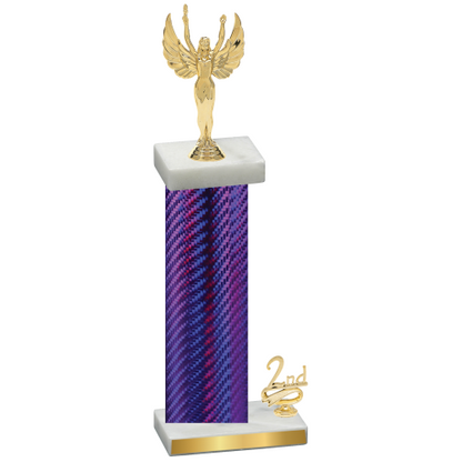 Accented Single Purple Carbon Fiber Second Place Victory Trophy