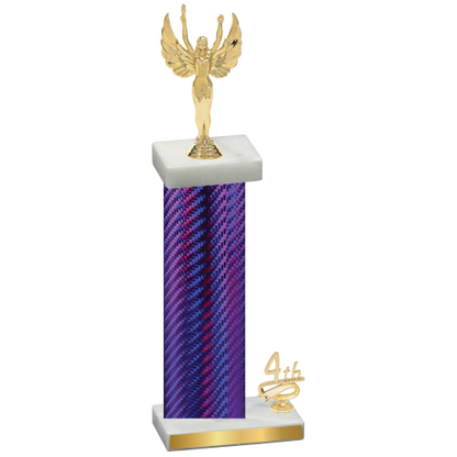 Accented Single Purple Carbon Fiber Fourth Place Victory Trophy