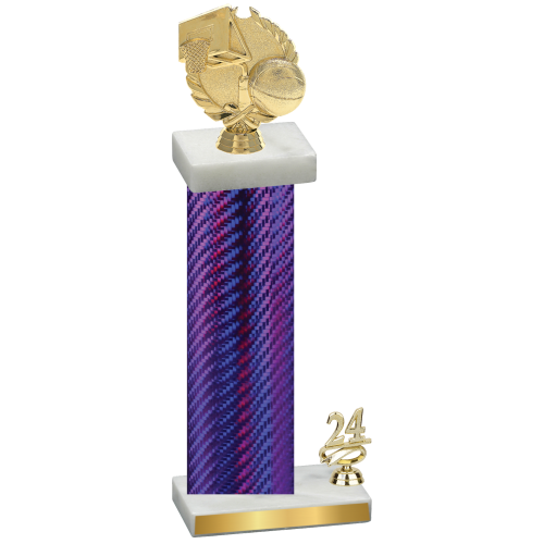 Accented Single Purple Carbon Fiber Year Basketball Trophy