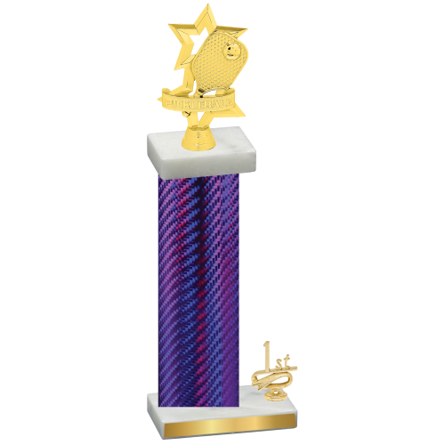 Accented Single Purple Carbon Fiber First Place Pickleball Trophy