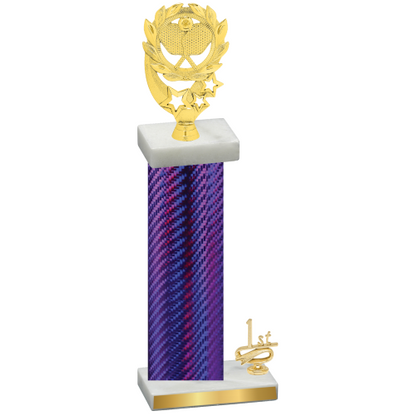 Accented Single Purple Carbon Fiber First Place Pickleball Trophy