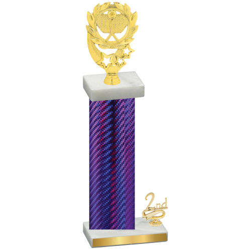 Accented Single Purple Carbon Fiber Second Place Pickleball Trophy