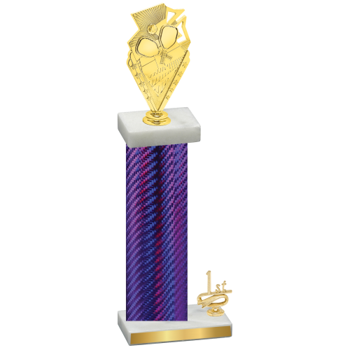 Accented Single Purple Carbon Fiber First Place Pickleball Trophy