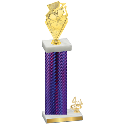 Accented Single Purple Carbon Fiber Fourth Place Pickleball Trophy