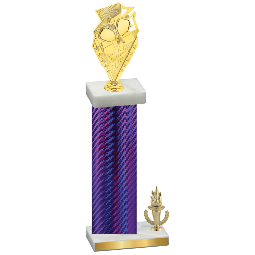 Accented Single Purple Carbon Fiber Victory Pickleball Trophy