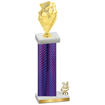 Accented Single Purple Carbon Fiber Year Pickleball Trophy