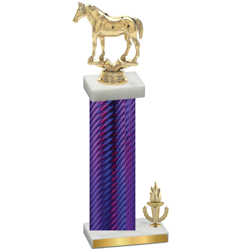 Accented Single Purple Carbon Fiber Victory Horses Trophy