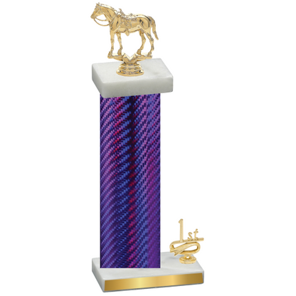 Accented Single Purple Carbon Fiber First Place Horses Trophy