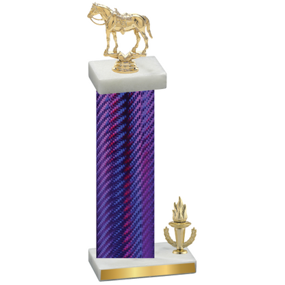 Accented Single Purple Carbon Fiber Victory Horses Trophy