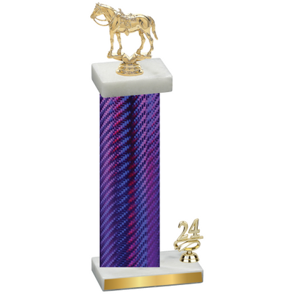 Accented Single Purple Carbon Fiber Year Horses Trophy