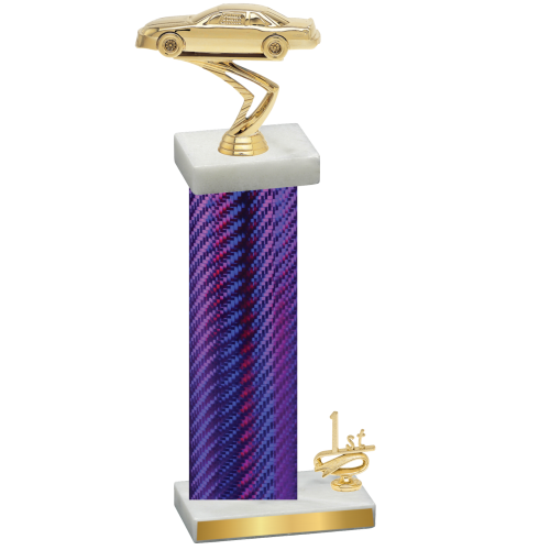 Accented Single Purple Carbon Fiber First Place Cars Trophy