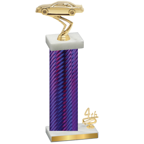 Accented Single Purple Carbon Fiber Fourth Place Cars Trophy