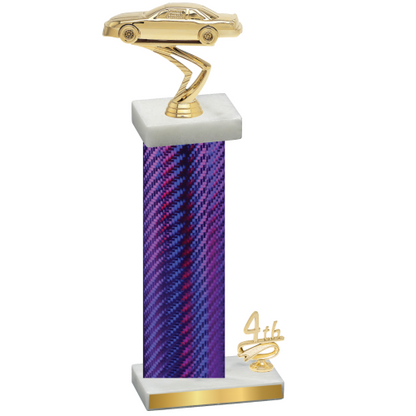 Accented Single Purple Carbon Fiber Fourth Place Cars Trophy
