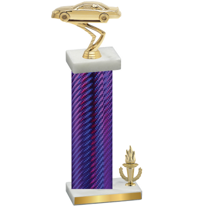 Accented Single Purple Carbon Fiber Victory Cars Trophy