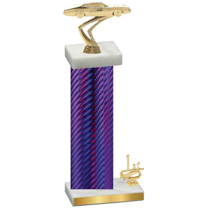 Accented Single Purple Carbon Fiber First Place Cars Trophy