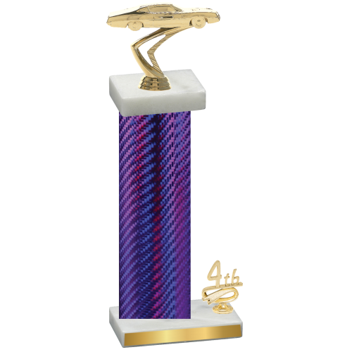 Accented Single Purple Carbon Fiber Fourth Place Cars Trophy